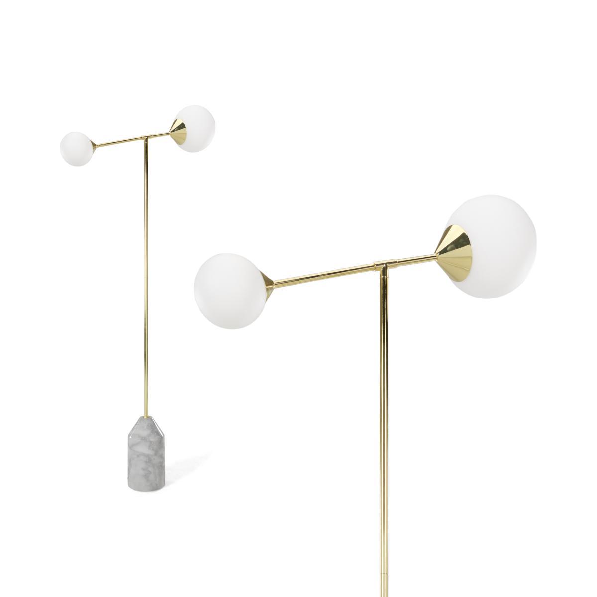 Faye Floor Lamp, Brass and Marble – image 2