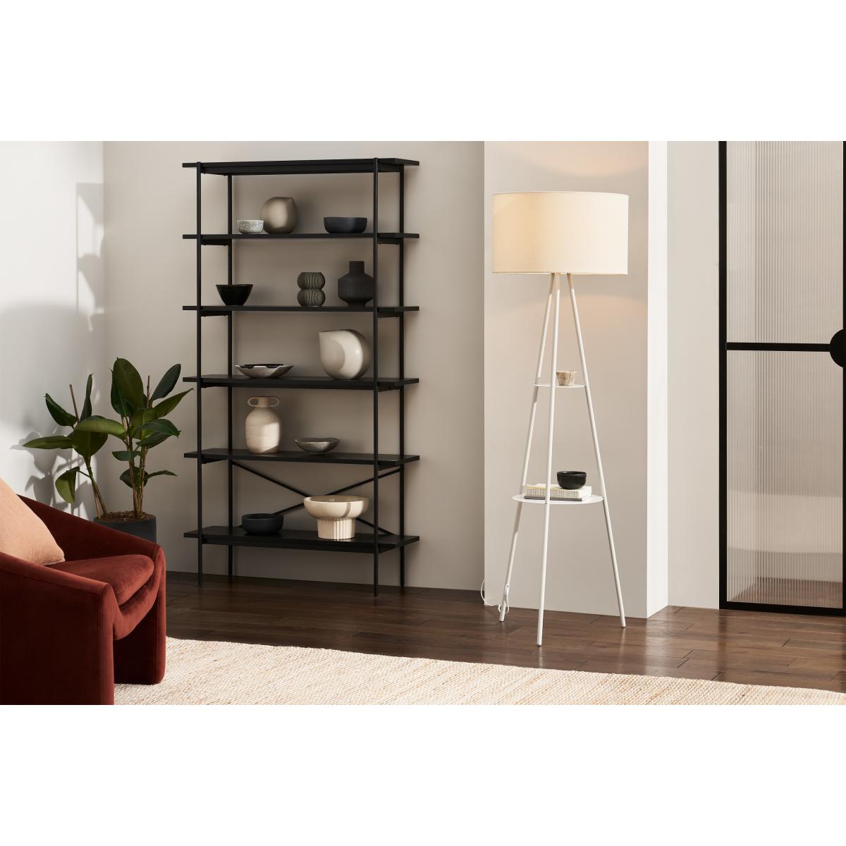 Leyton Tripod Floor Lamp Base with Shelves, Ivory – image 4