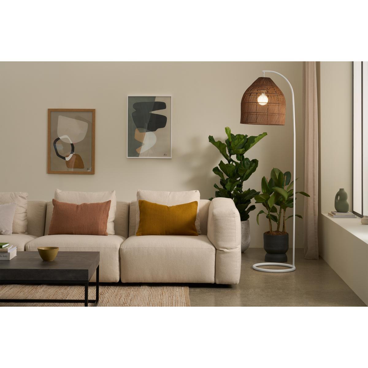 Java Overreach Floor Lamp, Dark Stain Rattan & Ivory – image 2