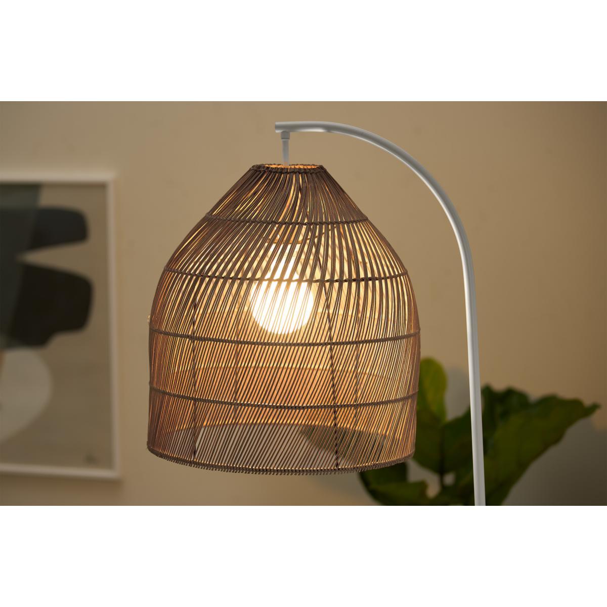Java Overreach Floor Lamp, Dark Stain Rattan & Ivory – image 3