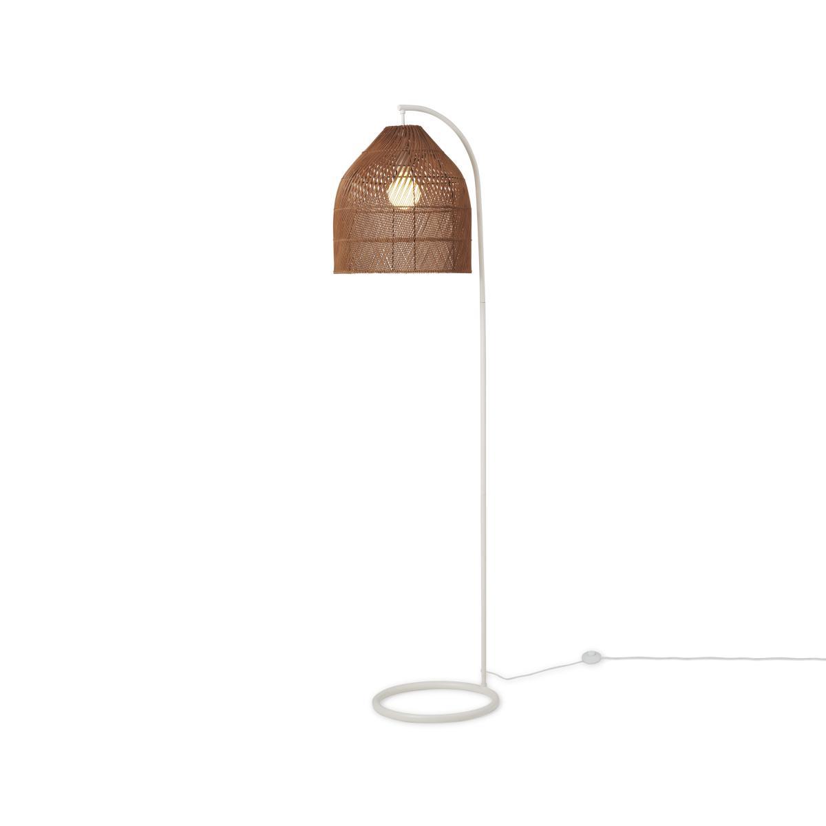 Java Overreach Floor Lamp, Dark Stain Rattan & Ivory – image 7