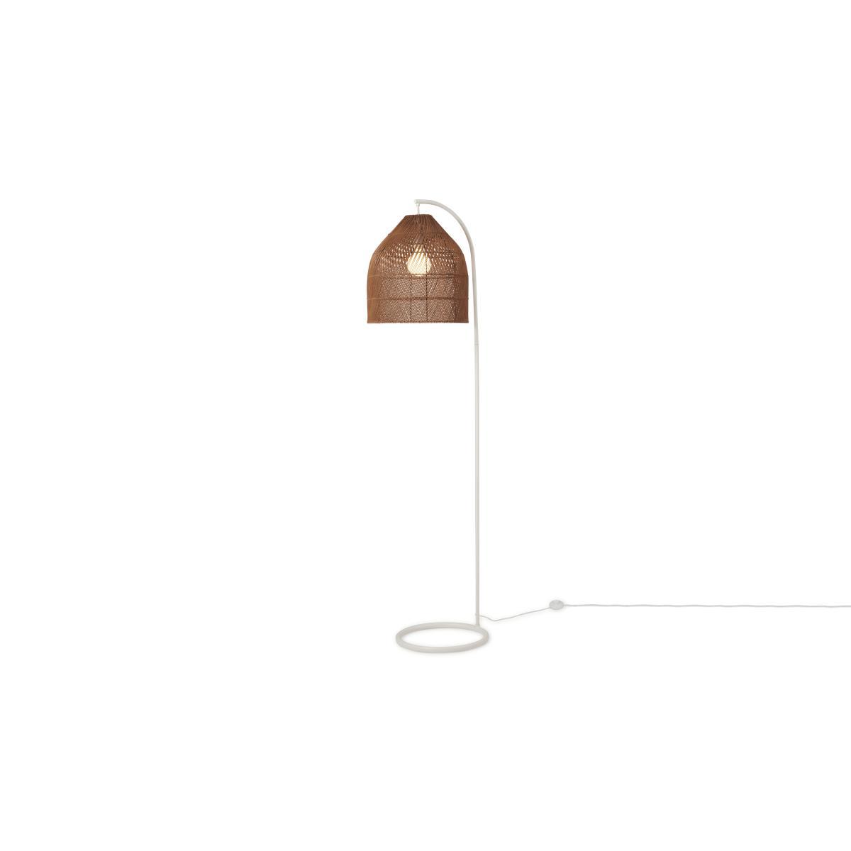 Java Overreach Floor Lamp, Dark Stain Rattan & Ivory – image 8