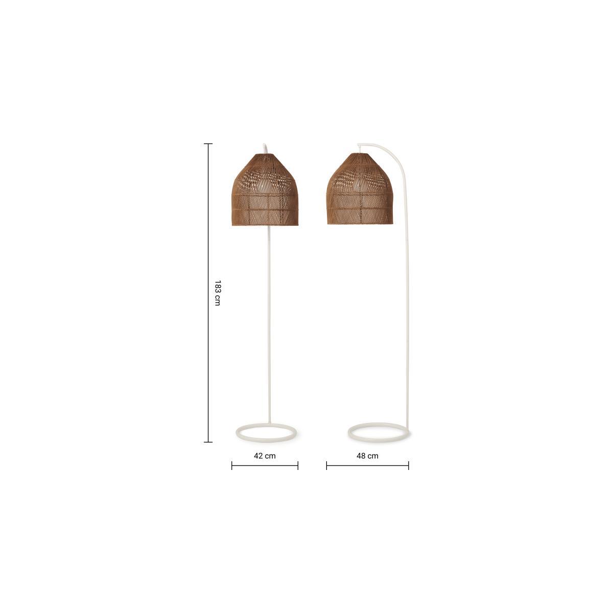 Java Overreach Floor Lamp, Dark Stain Rattan & Ivory – image 9