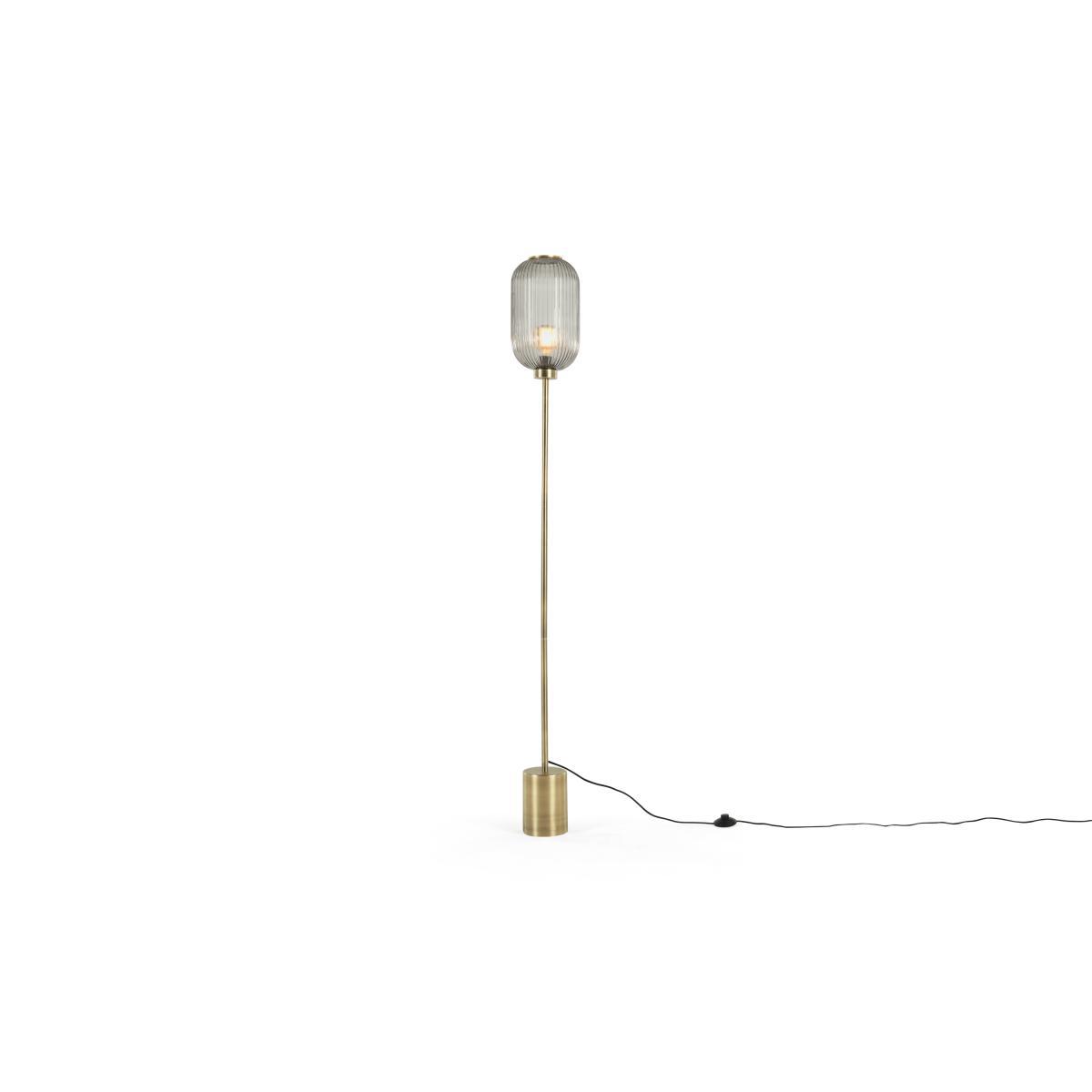 Briz Textured Glass Floor Lamp, Antique Brass & Smoke – image 3