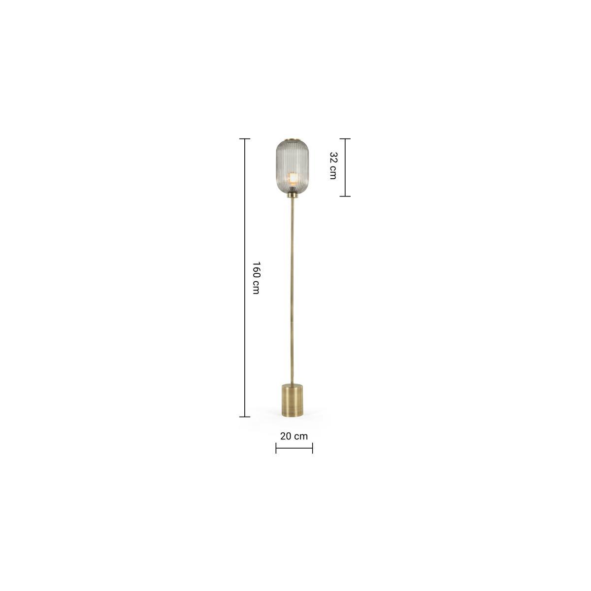 Briz Textured Glass Floor Lamp, Antique Brass & Smoke – image 8