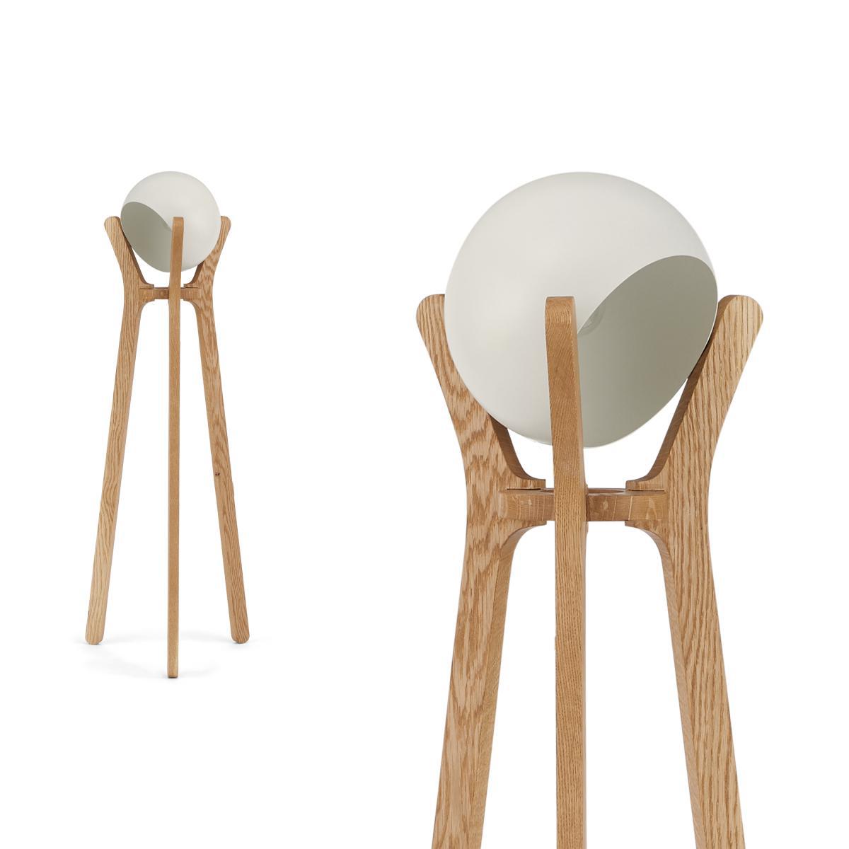 Sputnik Floor Lamp, White & Wood – image 2