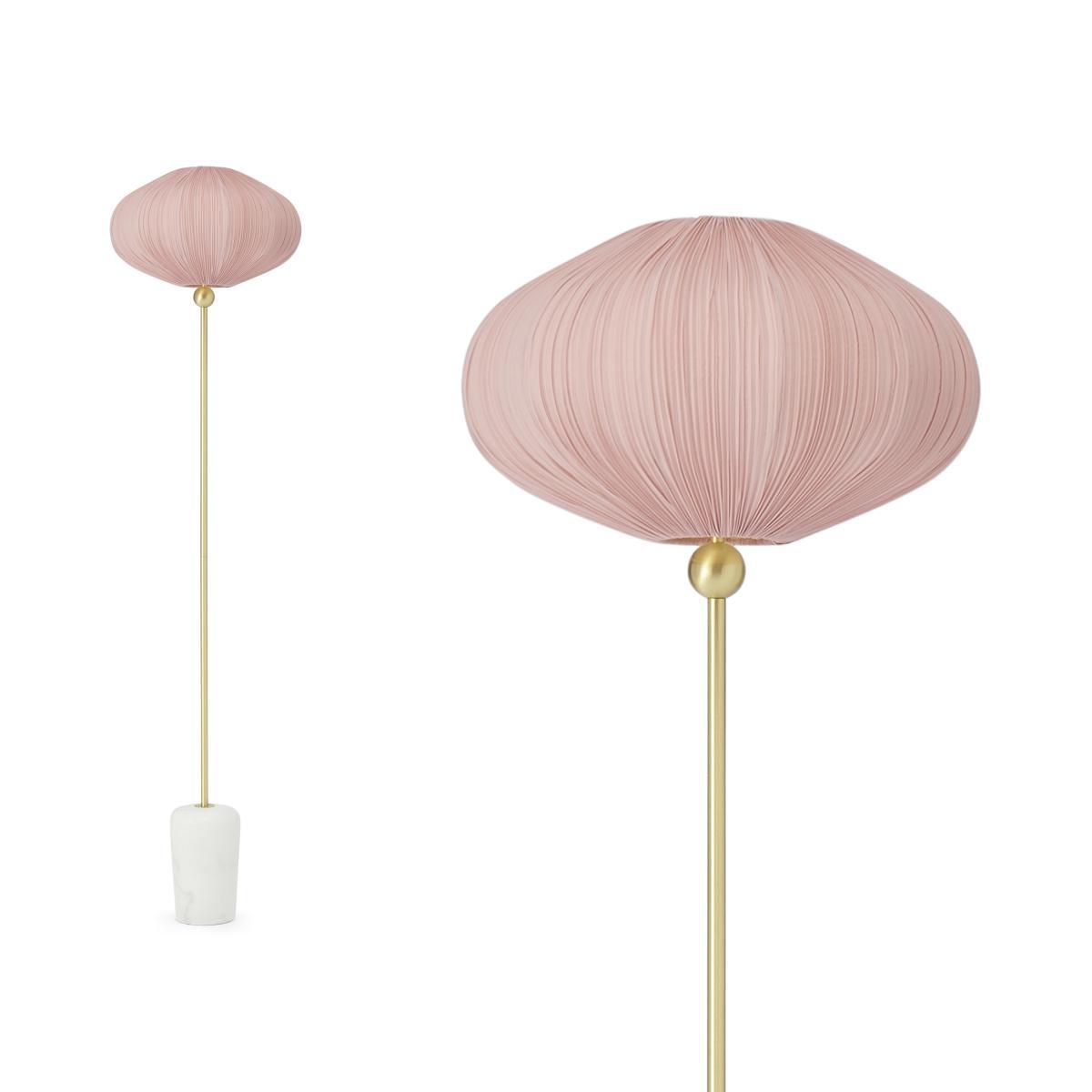 Bonney Pleated Shade Floor Lamp, Brushed Brass, Marble & Pink – image 2