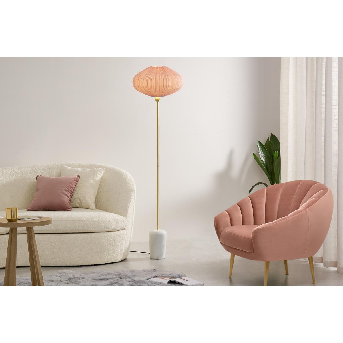 Bonney Pleated Shade Floor Lamp, Brushed Brass, Marble & Pink – image 4