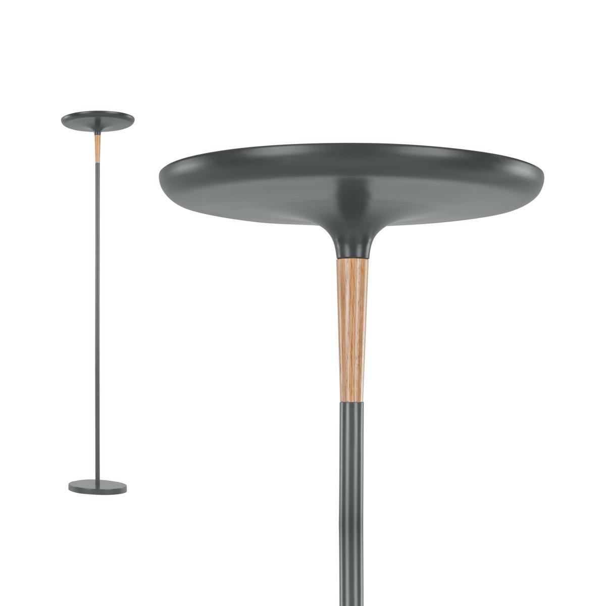Tina LED Uplighter Floor Lamp, Charcoal & Wood – image 2