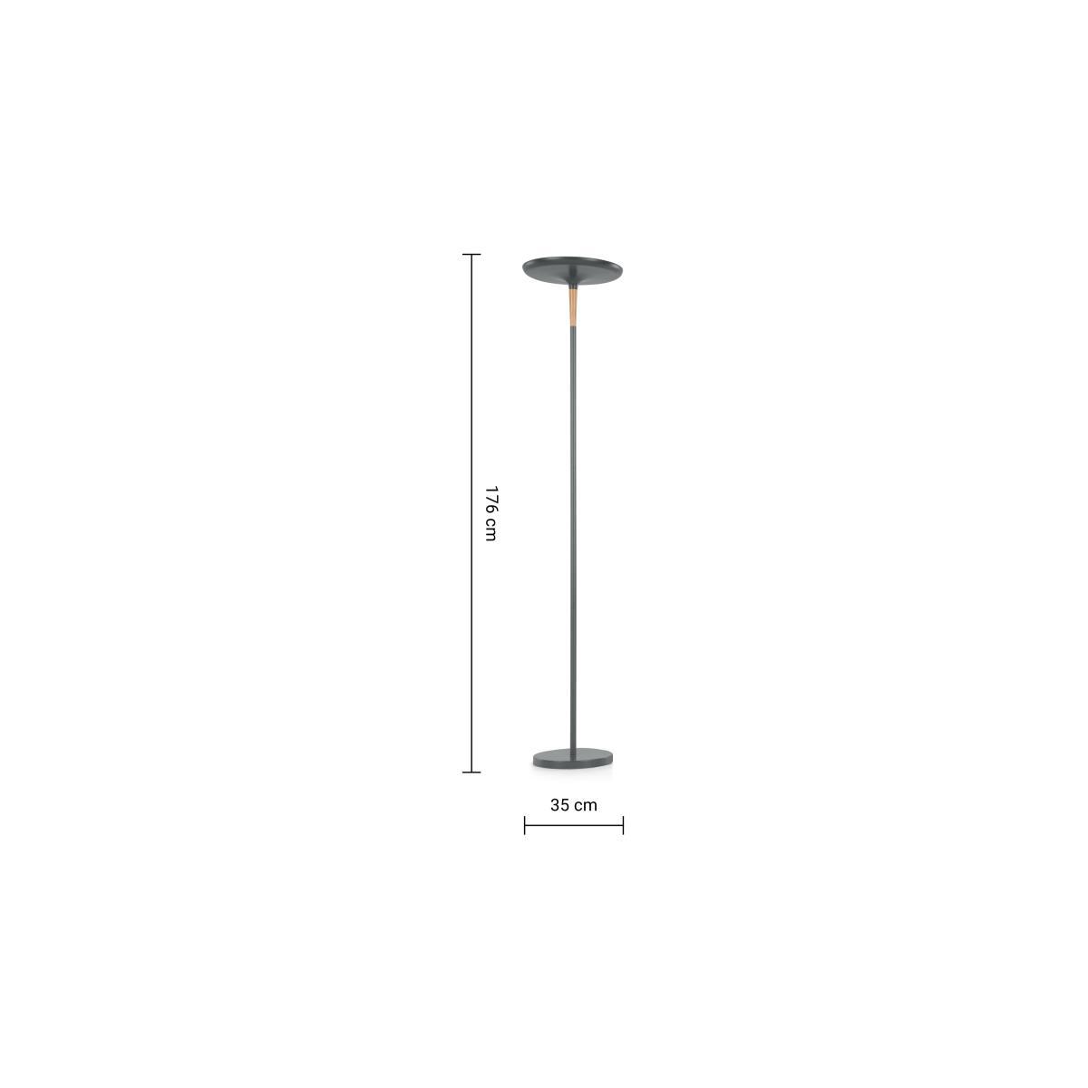 Tina LED Uplighter Floor Lamp, Charcoal & Wood – image 8