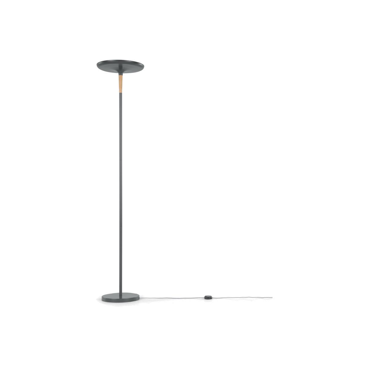 Tina LED Uplighter Floor Lamp, Charcoal & Wood – image 1