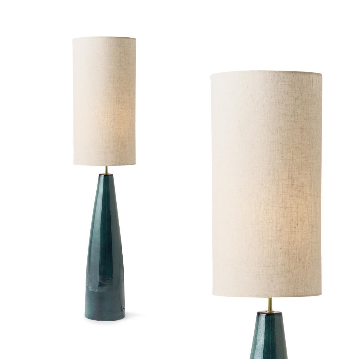 Vince Midi Floor Lamp, Reactive Glaze Blue Ceramic & Oatmeal – image 2