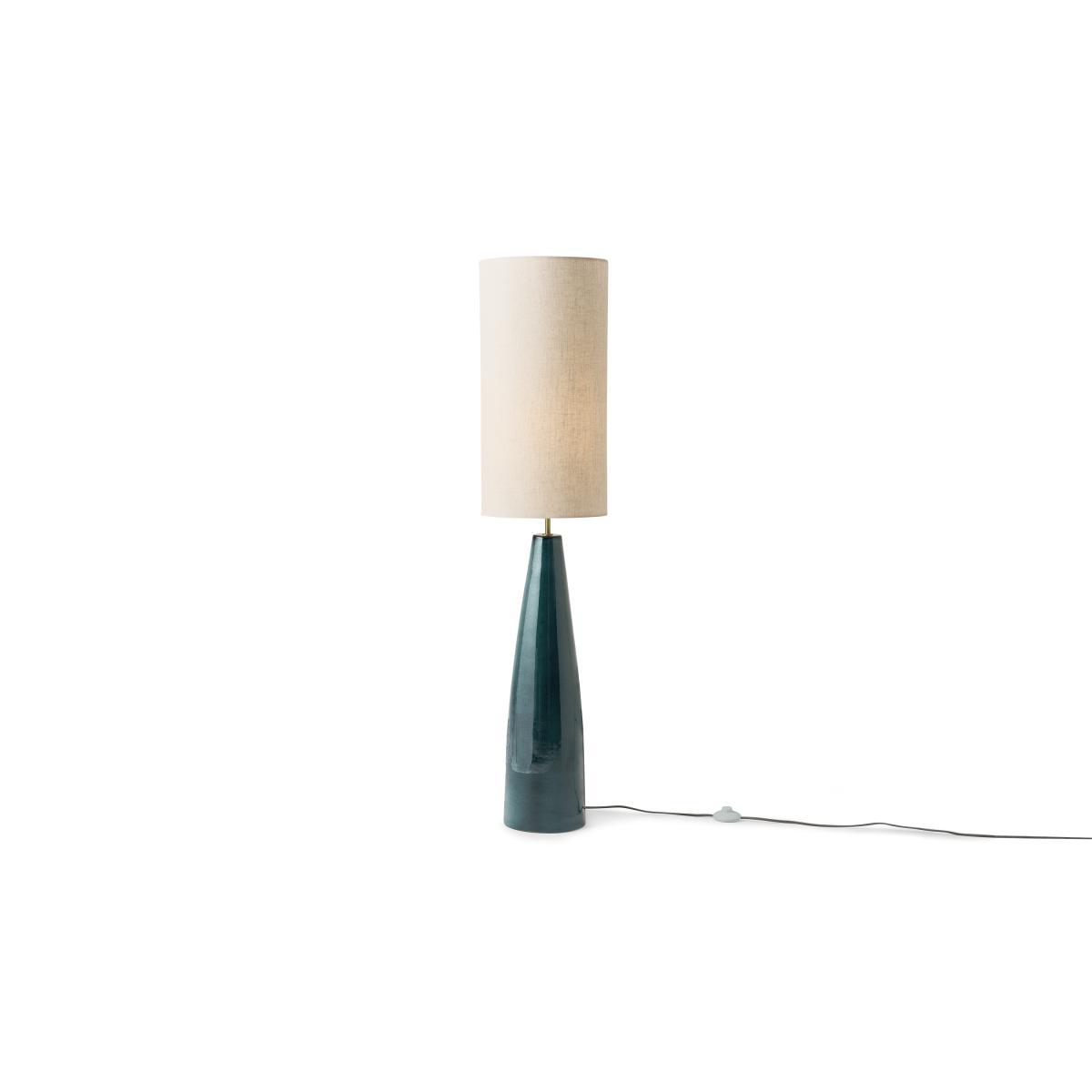 Vince Midi Floor Lamp, Reactive Glaze Blue Ceramic & Oatmeal – image 3