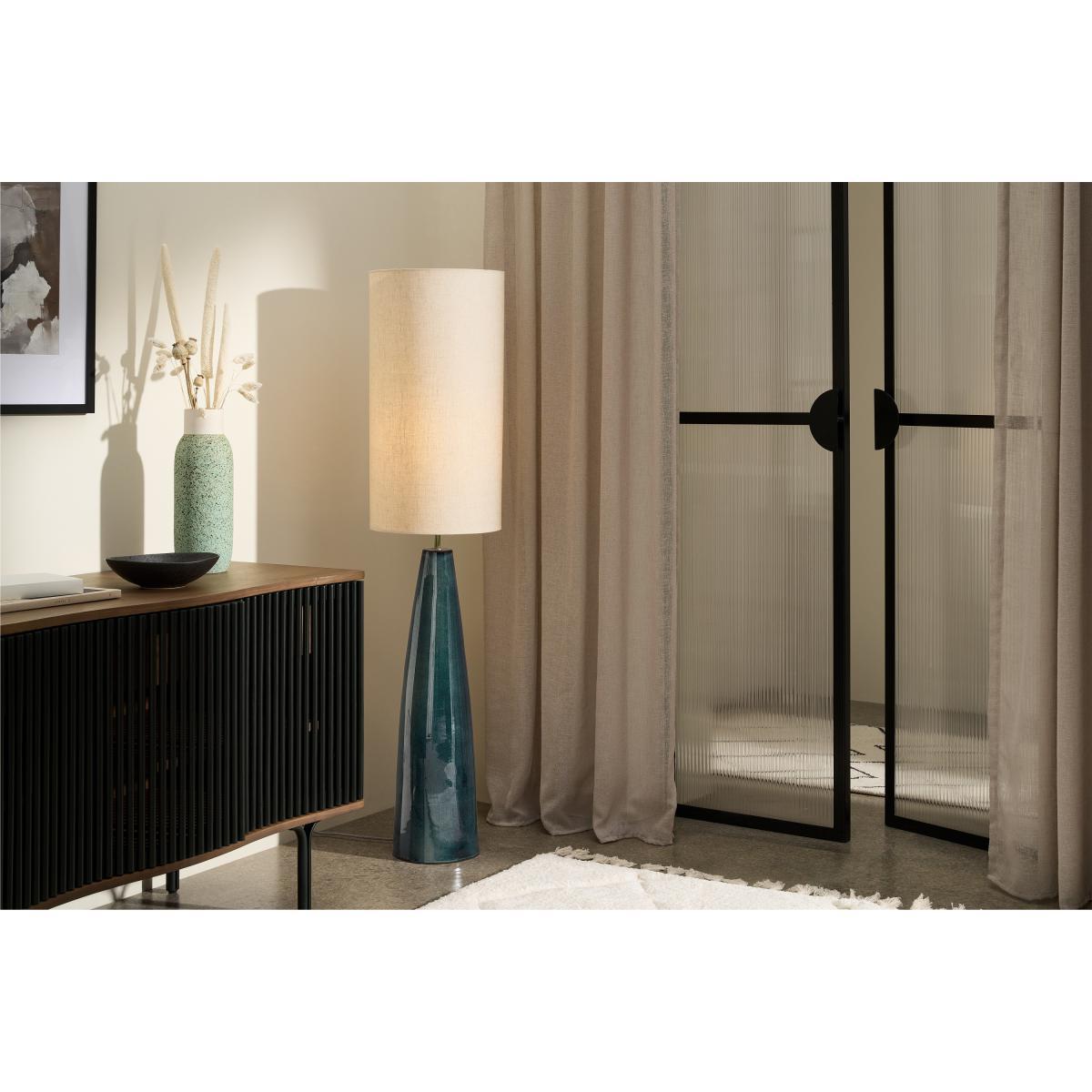 Vince Midi Floor Lamp, Reactive Glaze Blue Ceramic & Oatmeal – image 4