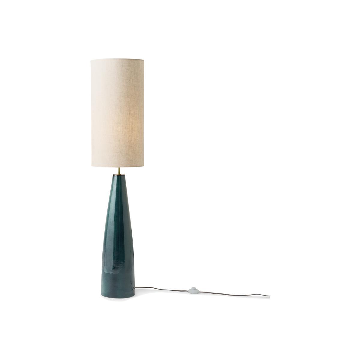 Vince Midi Floor Lamp, Reactive Glaze Blue Ceramic & Oatmeal – image 1