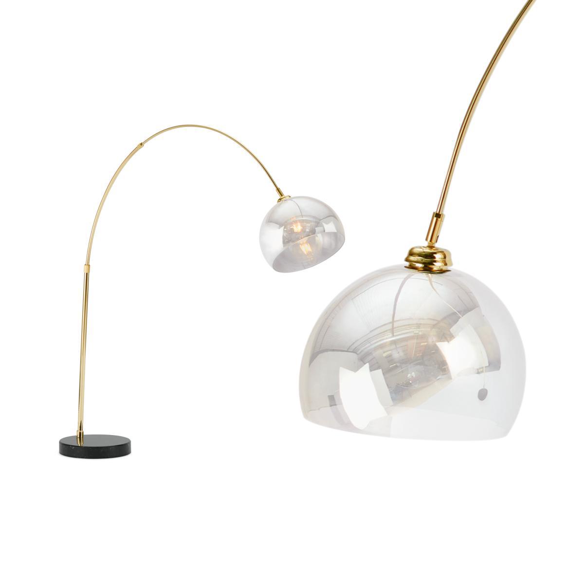 Bow Large Overeach Arc Floor Lamp, Brass, Black Marble & Smoke Grey – image 2