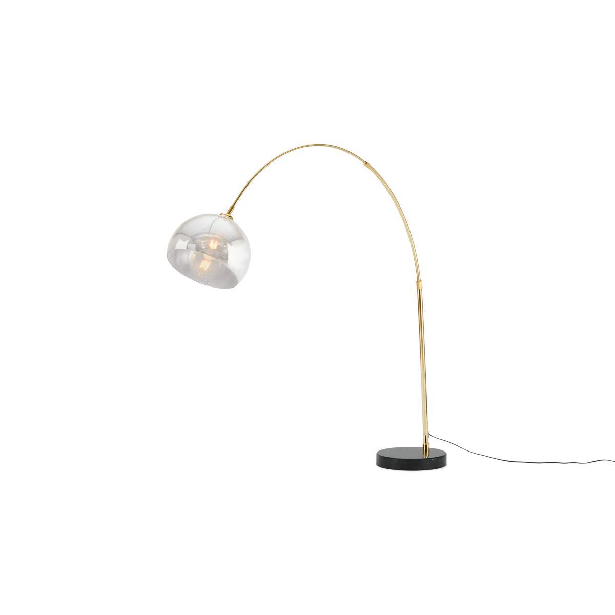 Bow Large Overeach Arc Floor Lamp, Brass, Black Marble & Smoke Grey – image 3