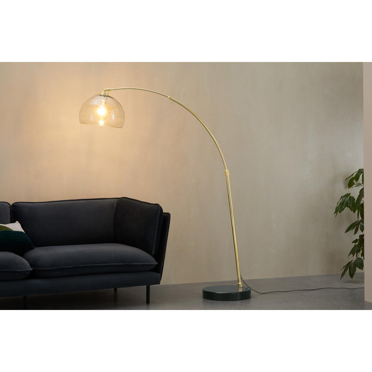Bow Large Overeach Arc Floor Lamp, Brass, Black Marble & Smoke Grey – image 4