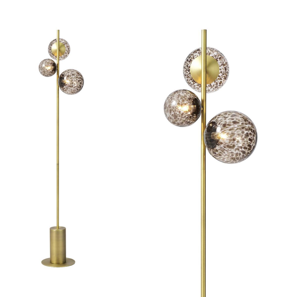 Julia 3 Light Floor Lamp, Tortoiseshell Glass & Brass – image 2