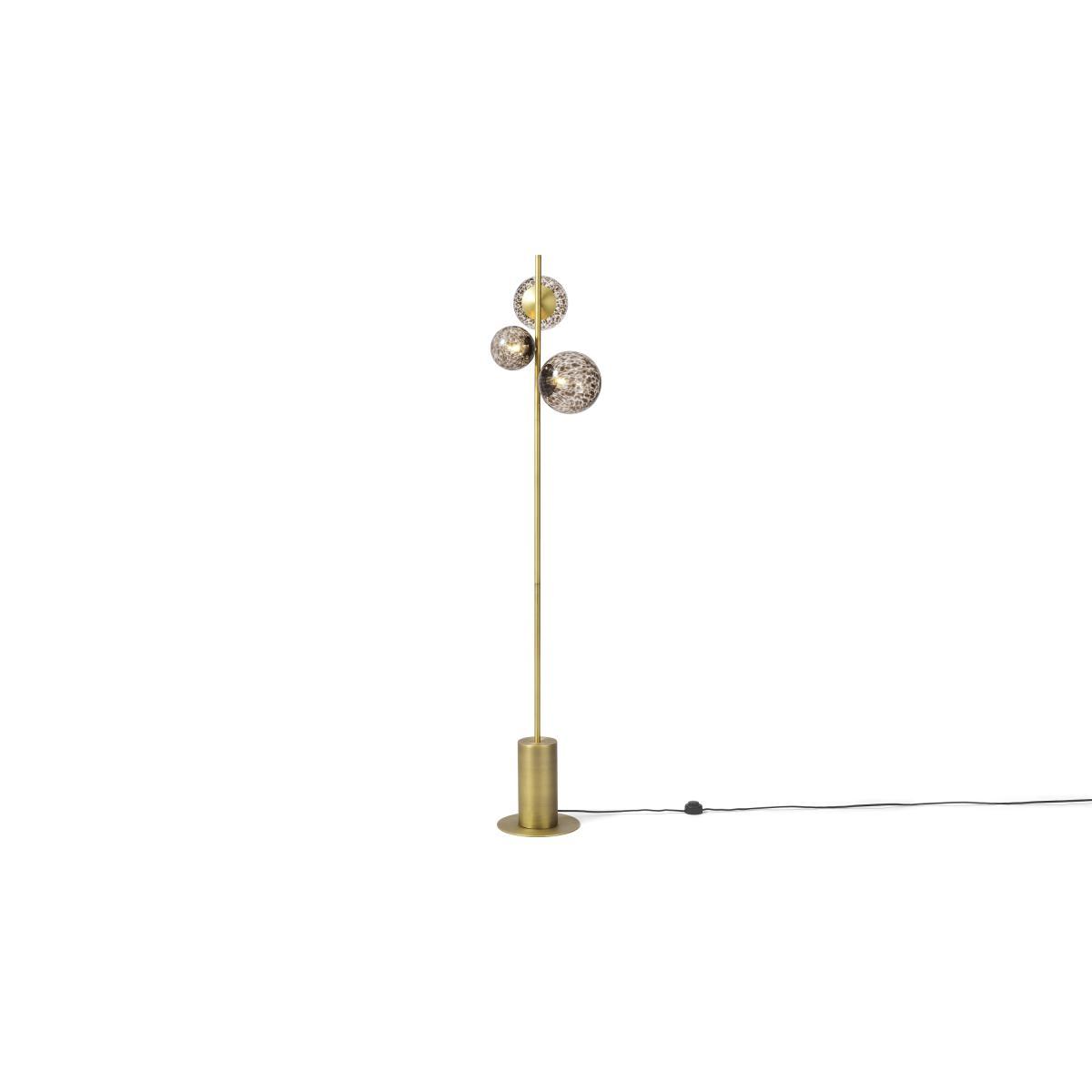 Julia 3 Light Floor Lamp, Tortoiseshell Glass & Brass – image 3