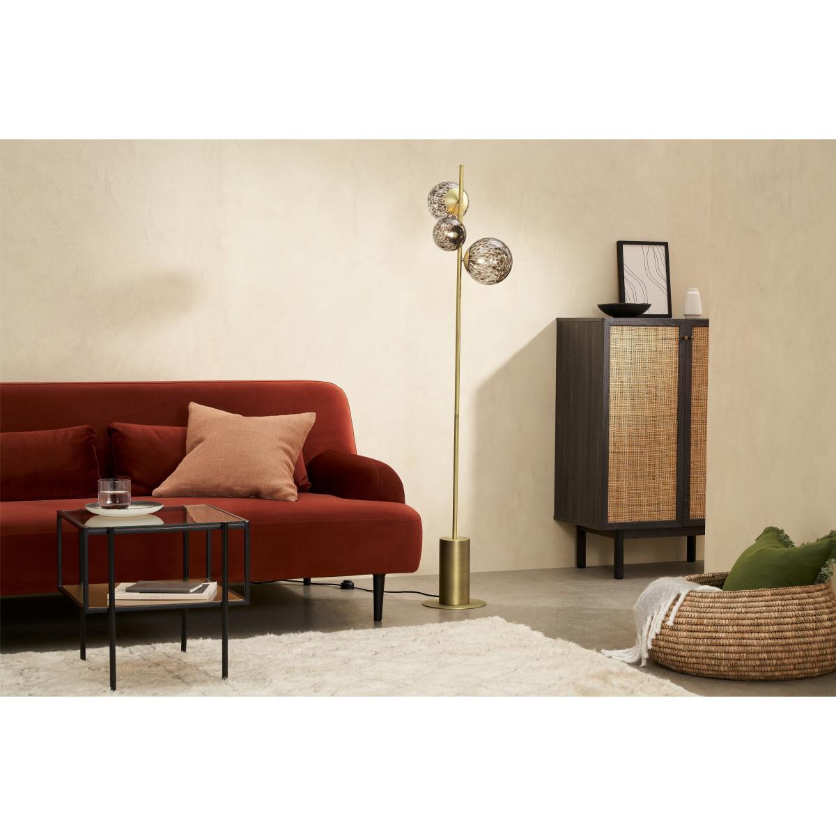 Julia 3 Light Floor Lamp, Tortoiseshell Glass & Brass – image 4
