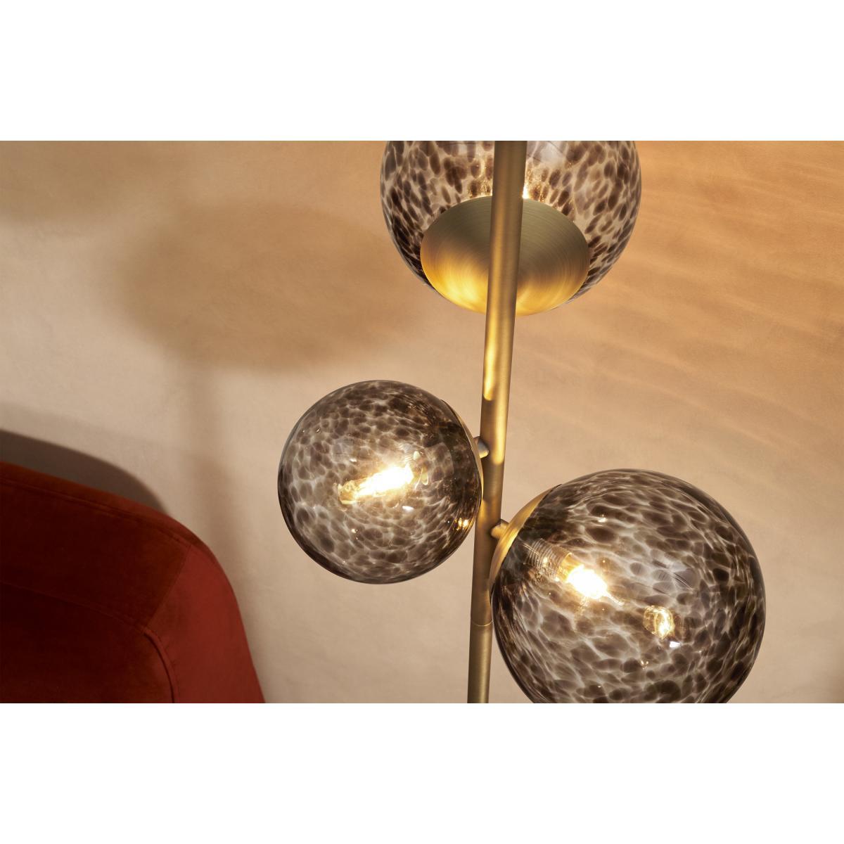 Julia 3 Light Floor Lamp, Tortoiseshell Glass & Brass – image 5
