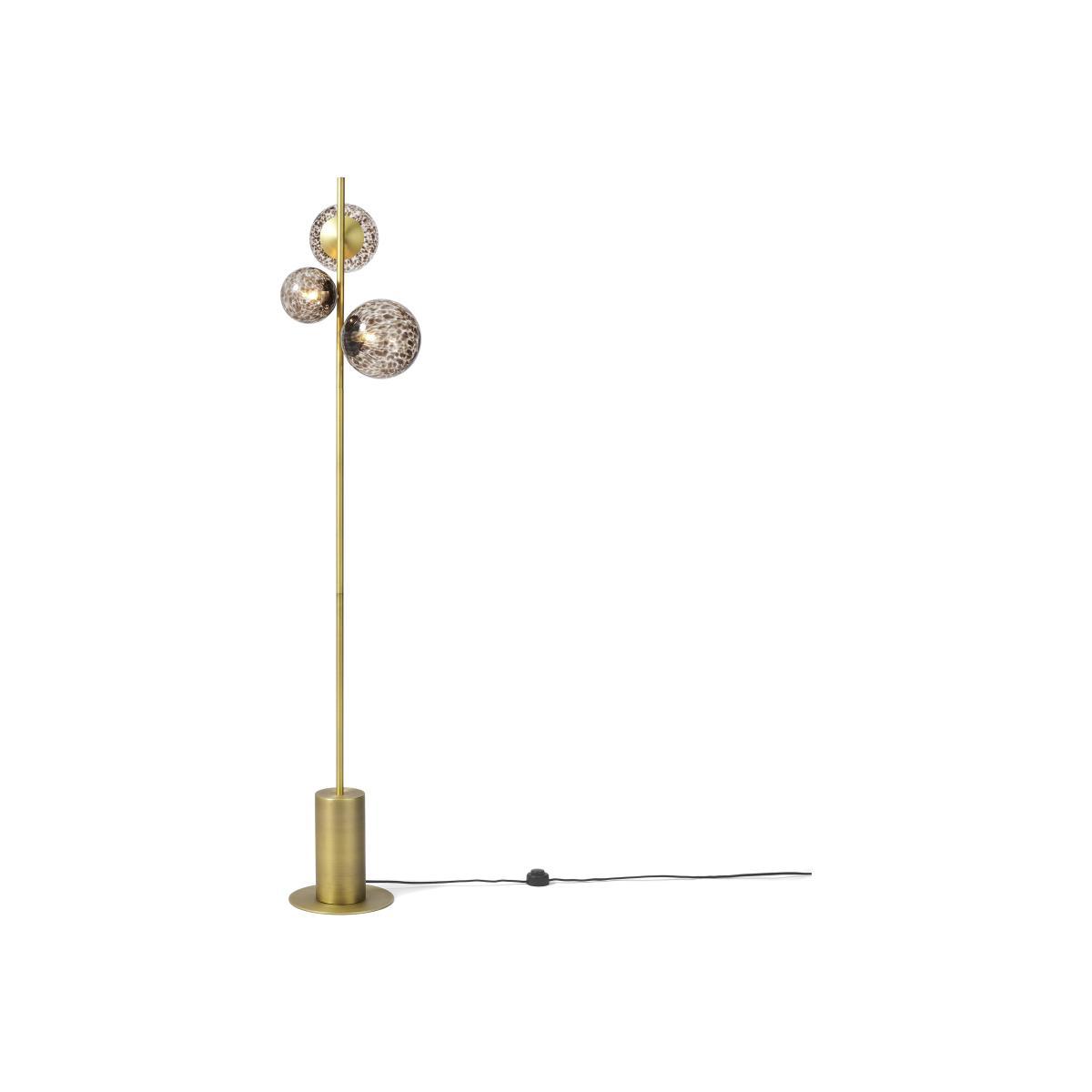 Julia 3 Light Floor Lamp, Tortoiseshell Glass & Brass – image 1