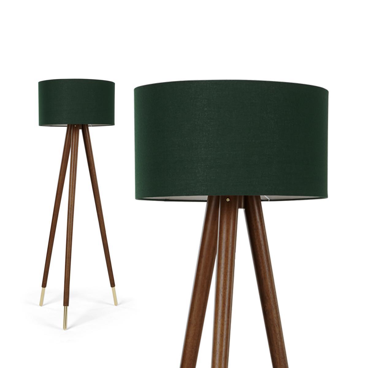 Bree Turned Wood Tripod Floor Lamp, Dark Wood & Green – image 2
