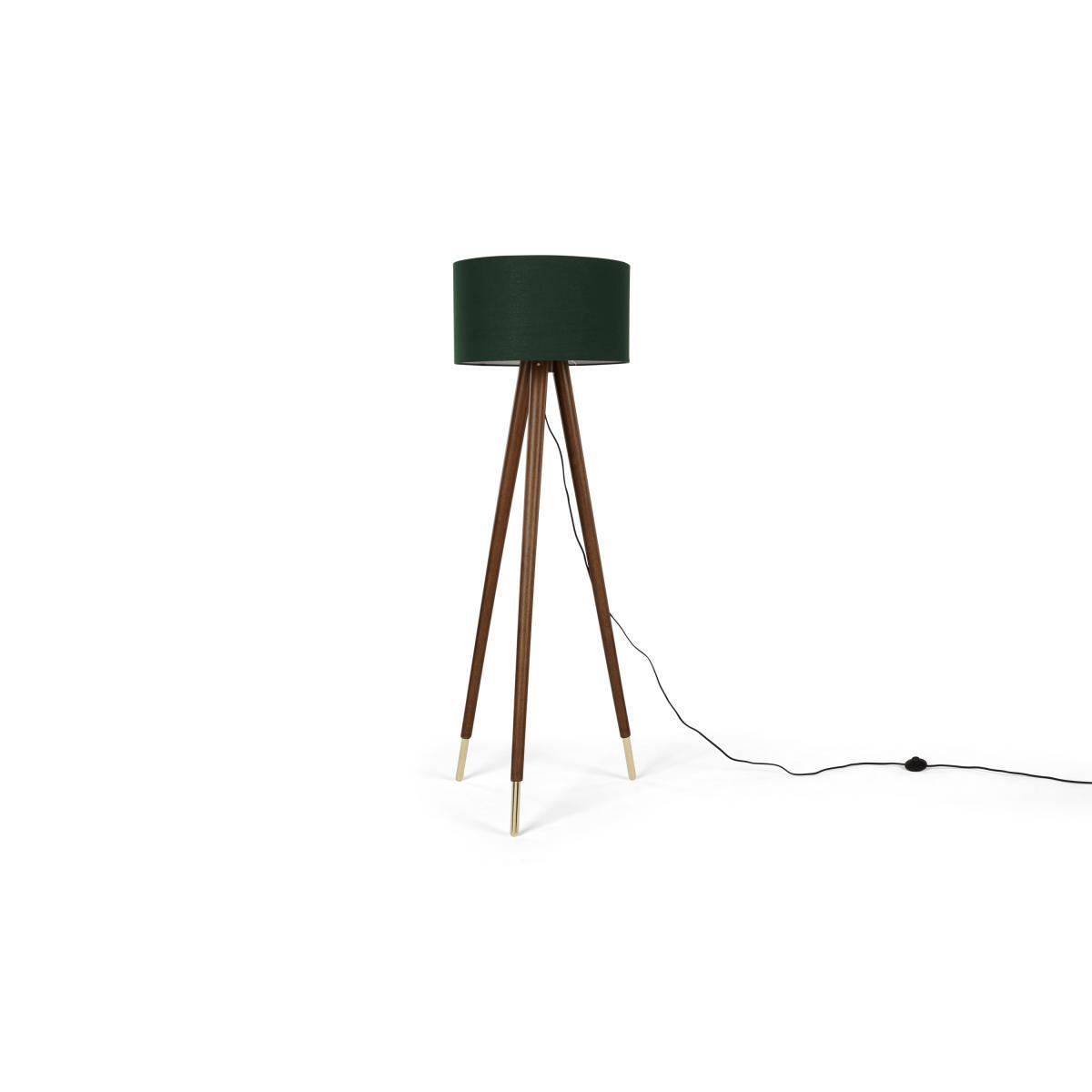 Bree Turned Wood Tripod Floor Lamp, Dark Wood & Green – image 3