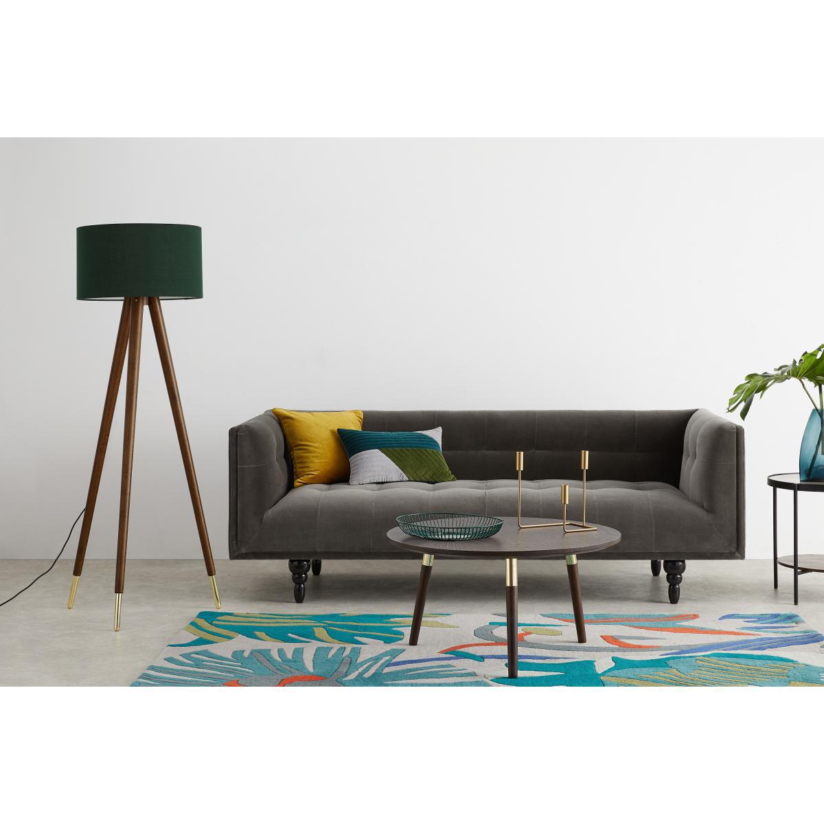 Bree Turned Wood Tripod Floor Lamp, Dark Wood & Green – image 4