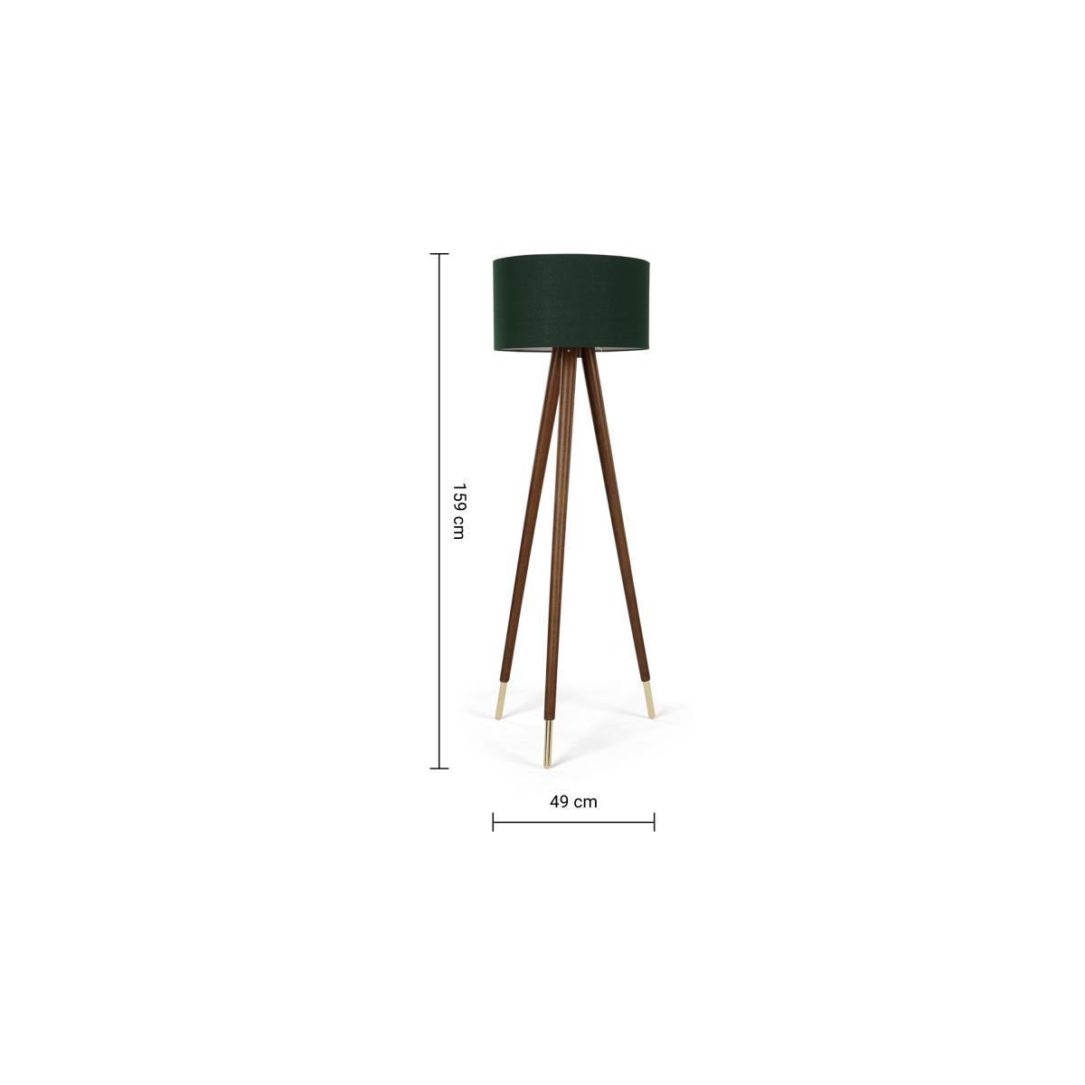 Bree Turned Wood Tripod Floor Lamp, Dark Wood & Green – image 9