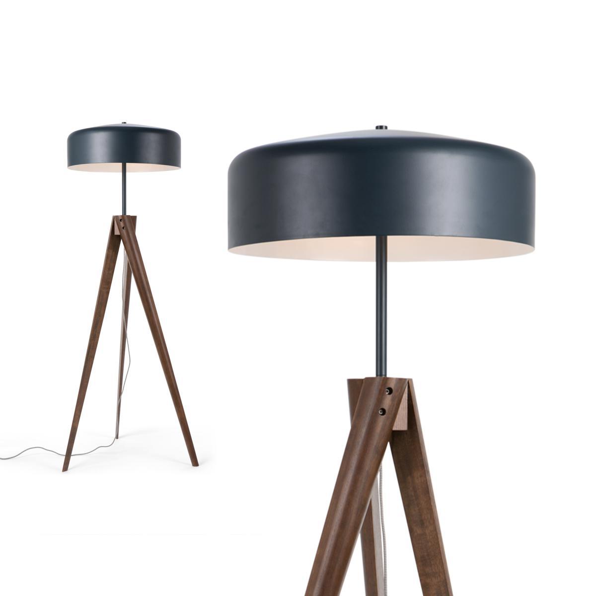 Madison Tripod Floor Lamp, Navy Blue and Dark Wood – image 2