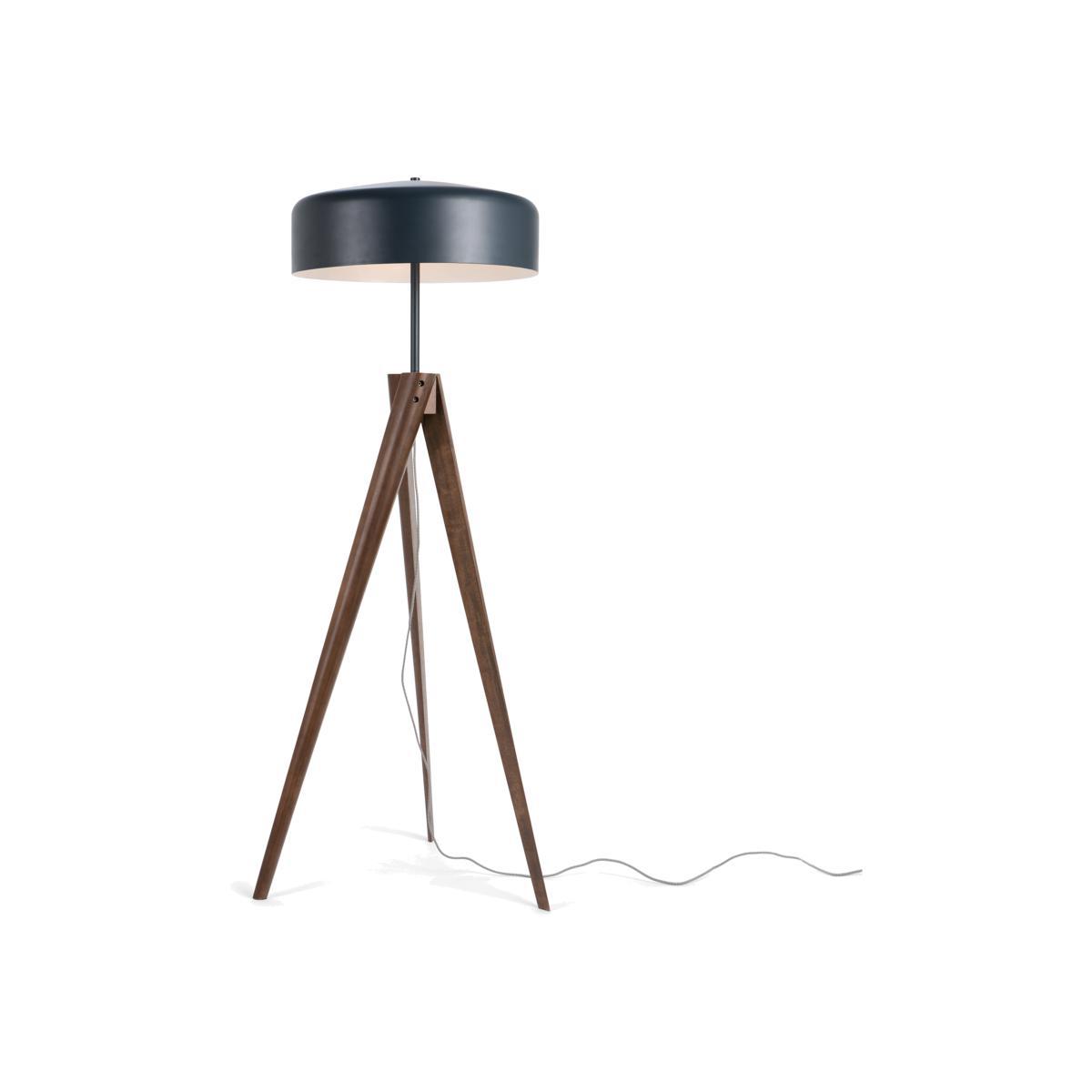 Madison Tripod Floor Lamp, Navy Blue and Dark Wood – image 1