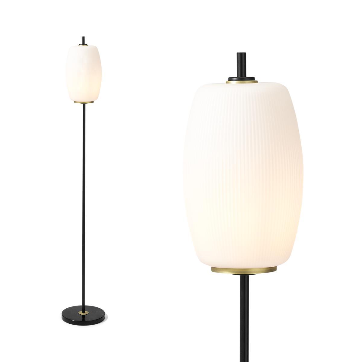 Ayala Floor Lamp, Black, Antique Brass & Opal Glass – image 2