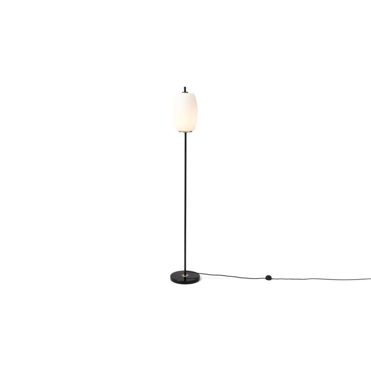 Ayala Floor Lamp, Black, Antique Brass & Opal Glass – image 3