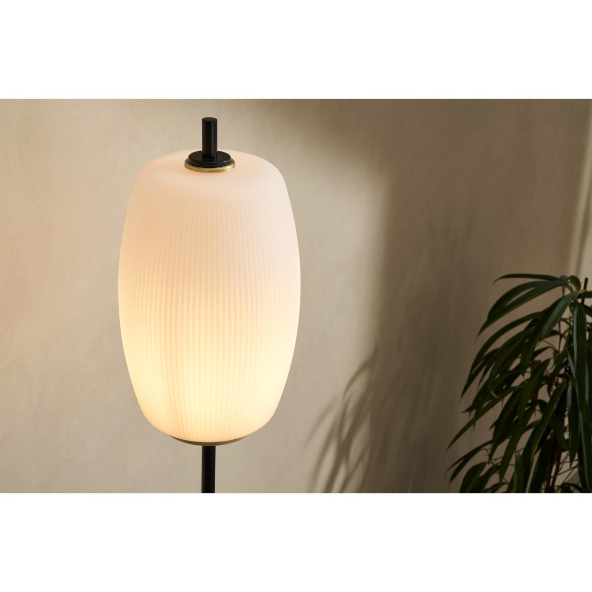 Ayala Floor Lamp, Black, Antique Brass & Opal Glass – image 5