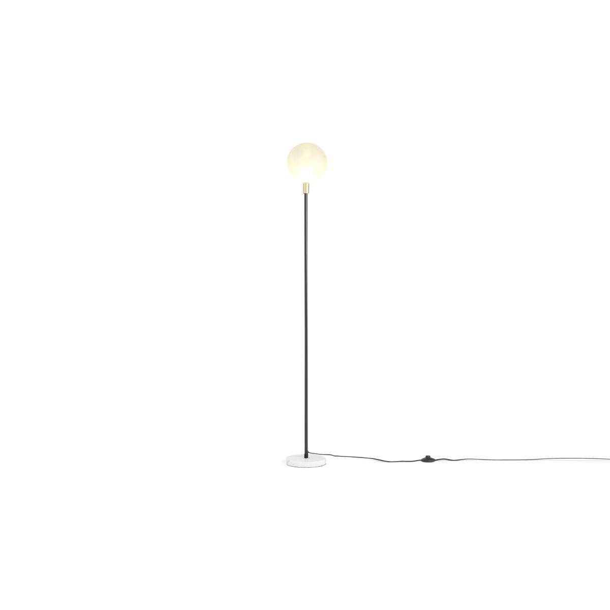 Boll Floor Lamp, White Marble, Black & Frosted Glass – image 3