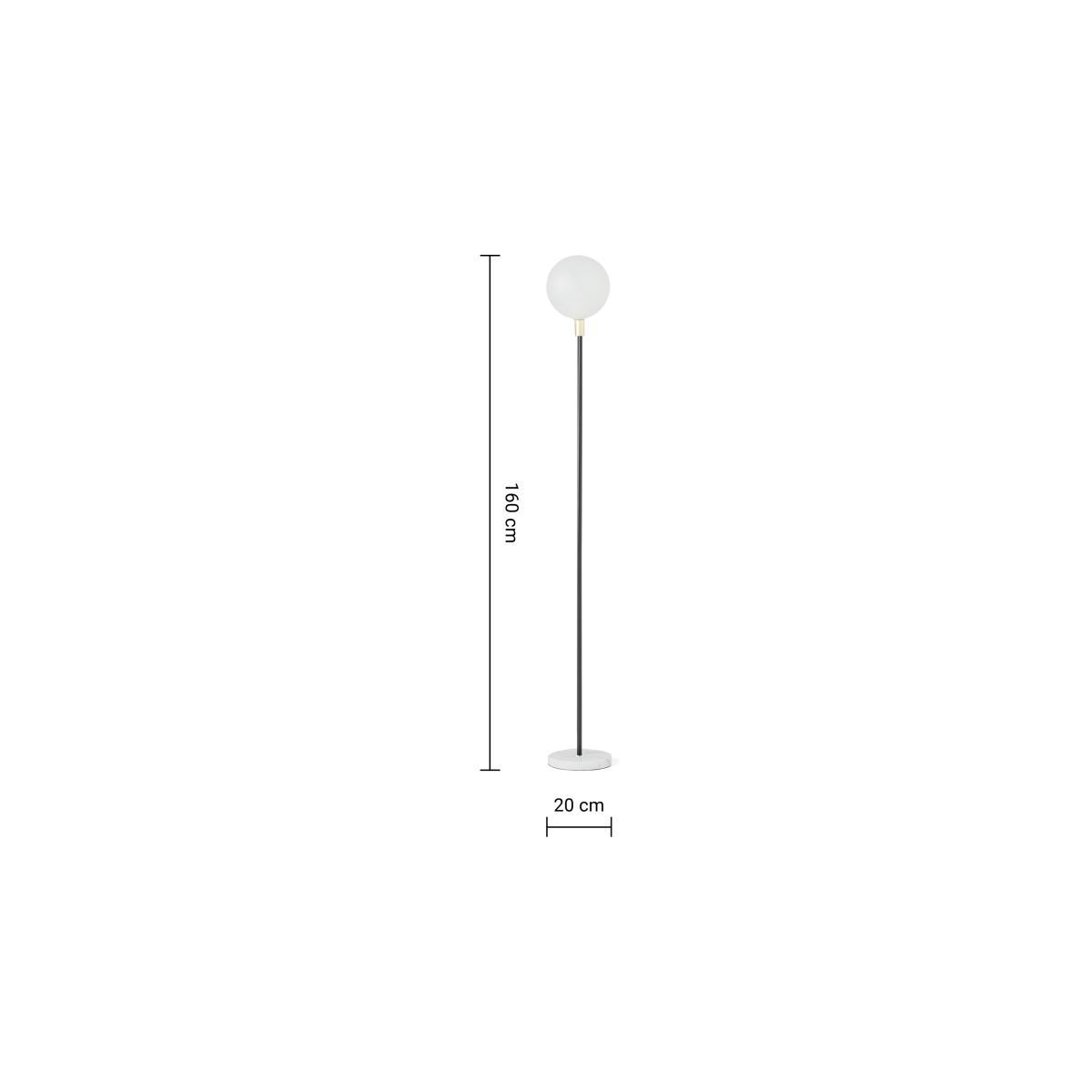 Boll Floor Lamp, White Marble, Black & Frosted Glass – image 8