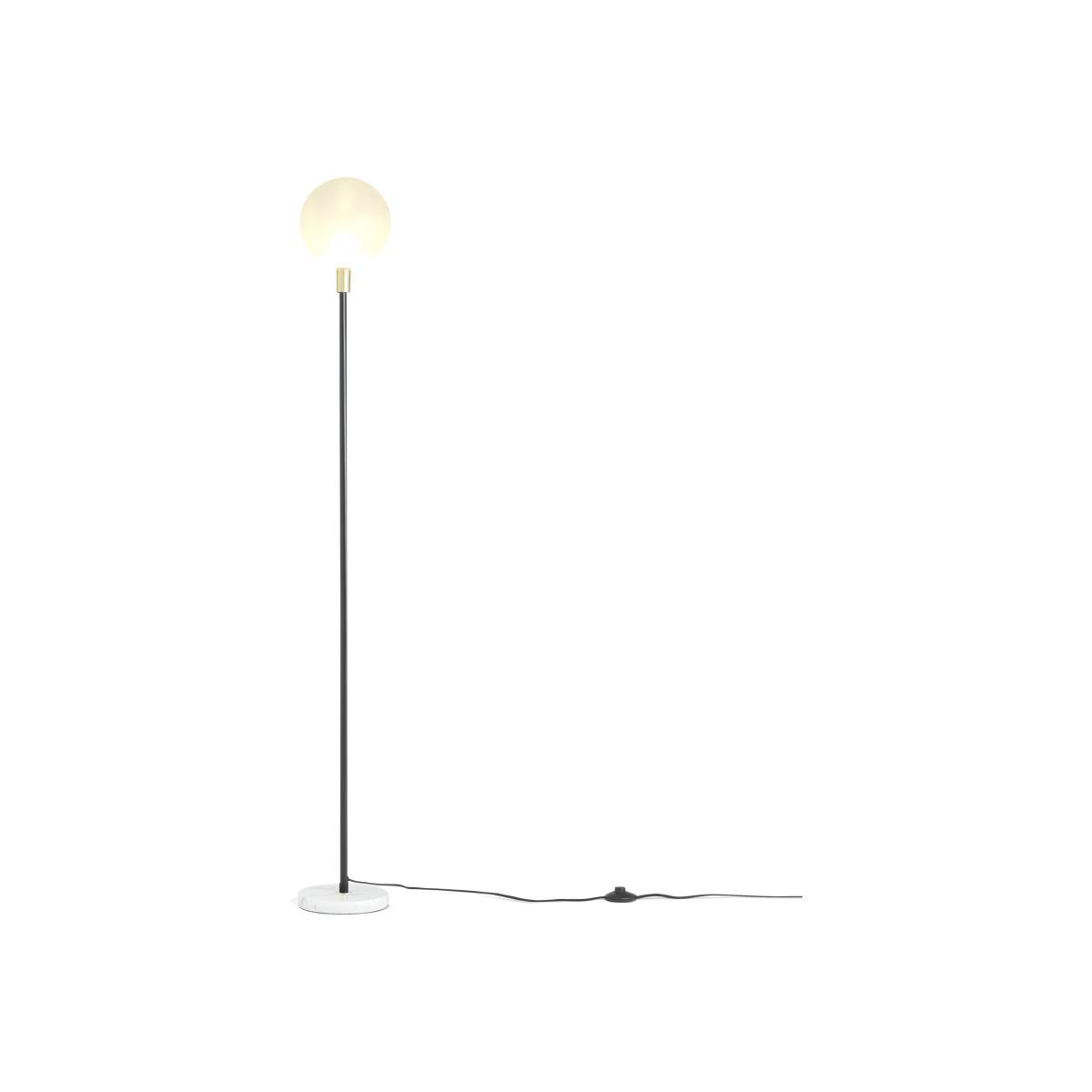 Boll Floor Lamp, White Marble, Black & Frosted Glass – image 1