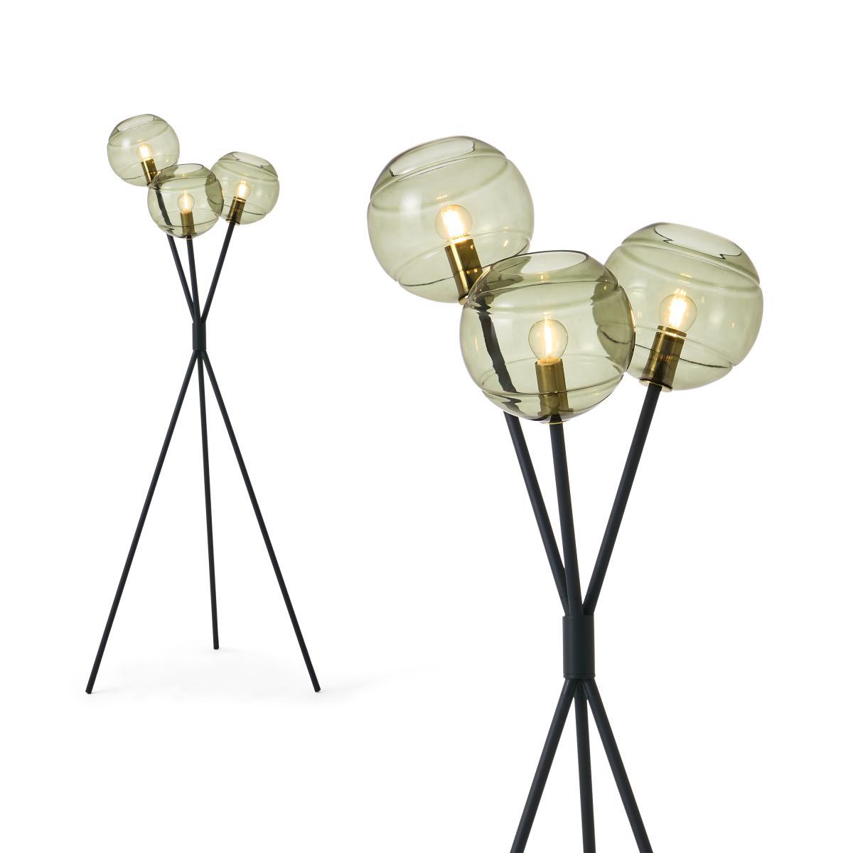 Mika Tripod Floor Light, Green, Grey & Brass – image 2