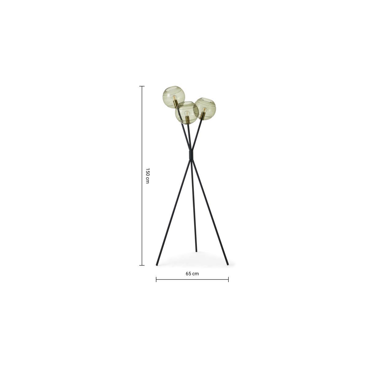 Mika Tripod Floor Light, Green, Grey & Brass – image 9