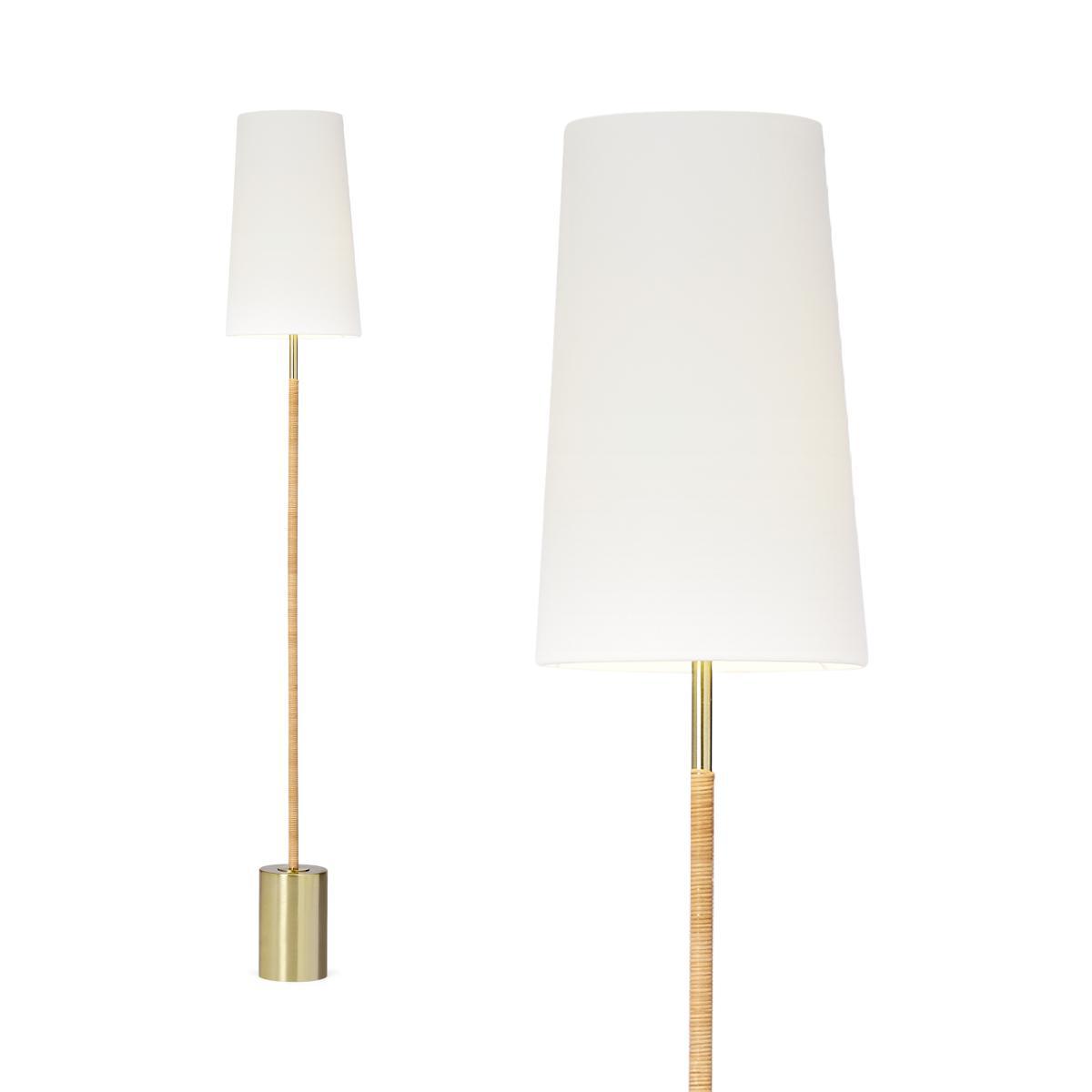 Lou Floor Lamp, Rattan Wrapped Stem and Brushed Brass – image 2