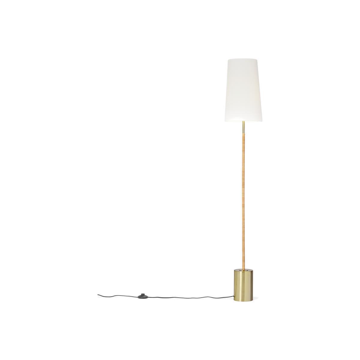 Lou Floor Lamp, Rattan Wrapped Stem and Brushed Brass – image 1