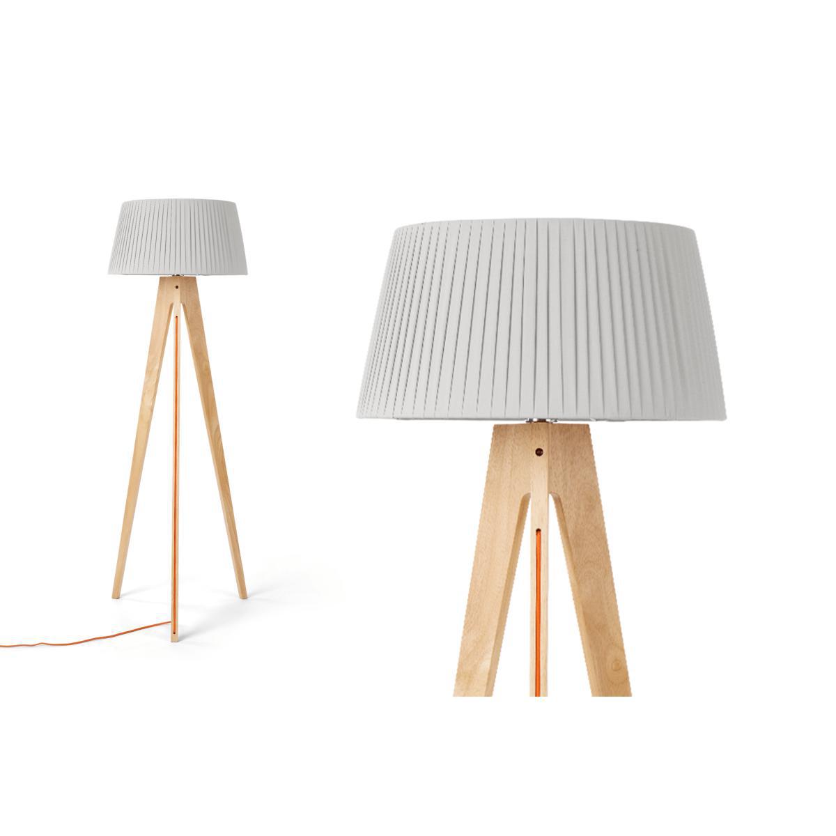 Miller Tripod Floor Lamp, Natural Wood and Orange – image 2