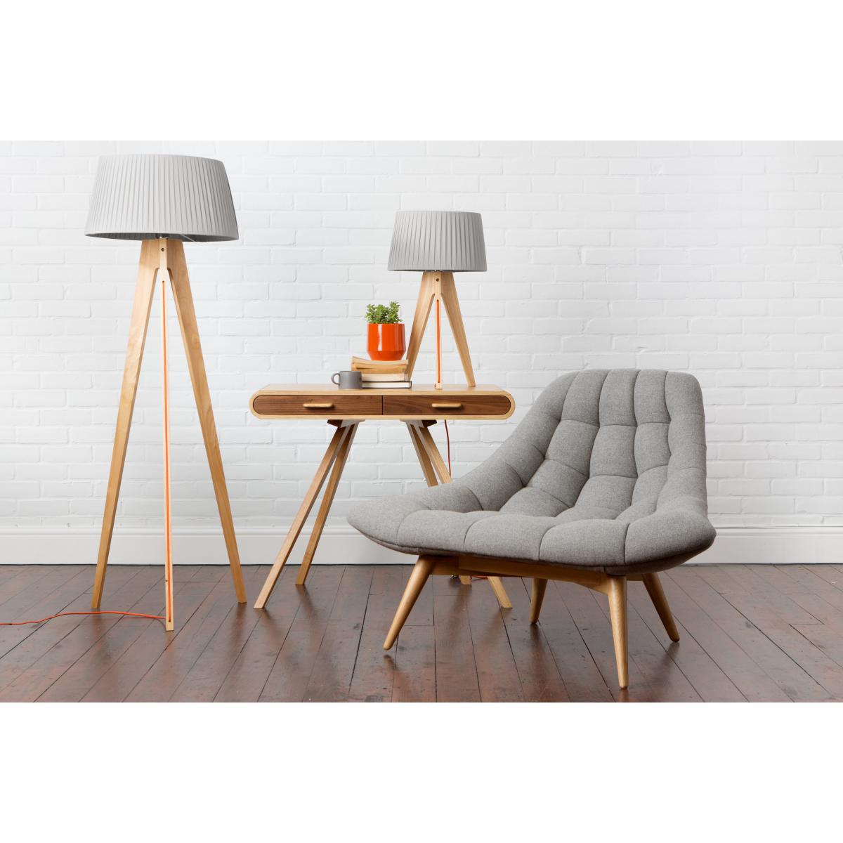 Miller Tripod Floor Lamp, Natural Wood and Orange – image 3