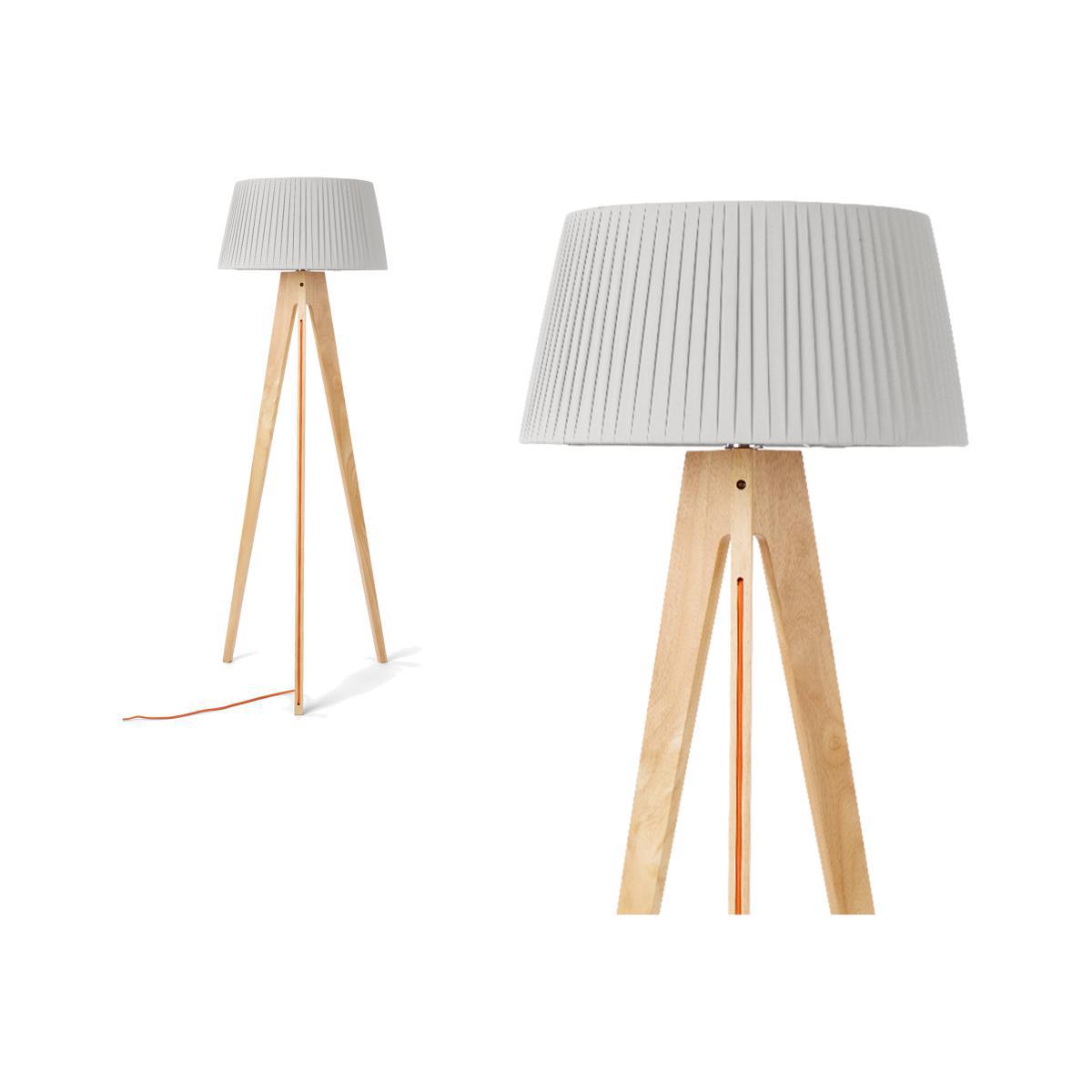 Miller Tripod Floor Lamp, Natural Wood and Orange – image 1