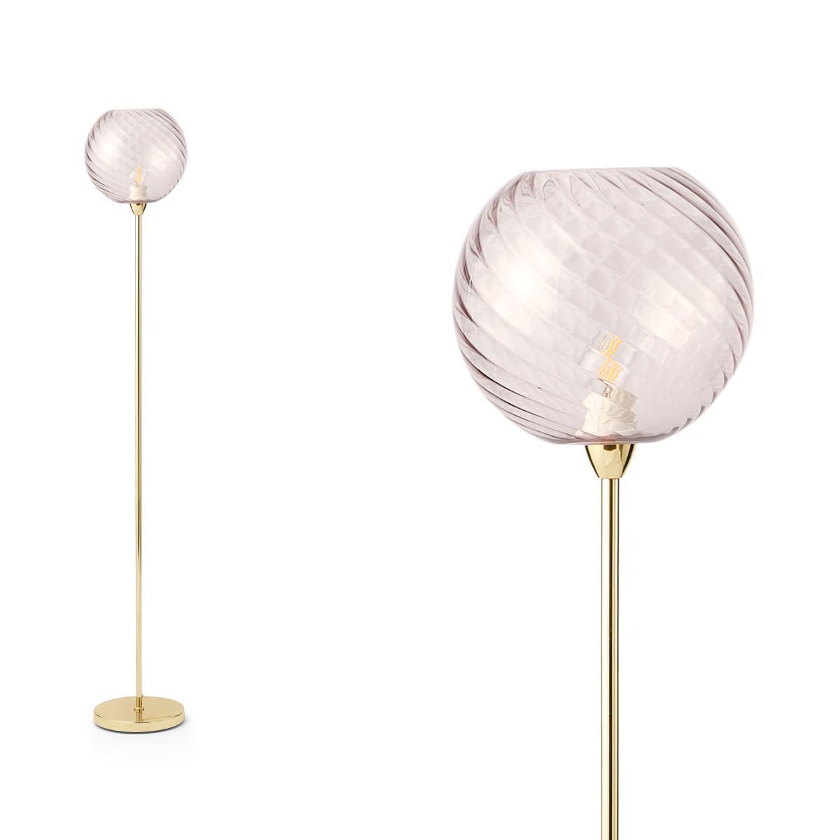 Ilaria Single Floor Lamp, Pink Glass & Brass – image 2