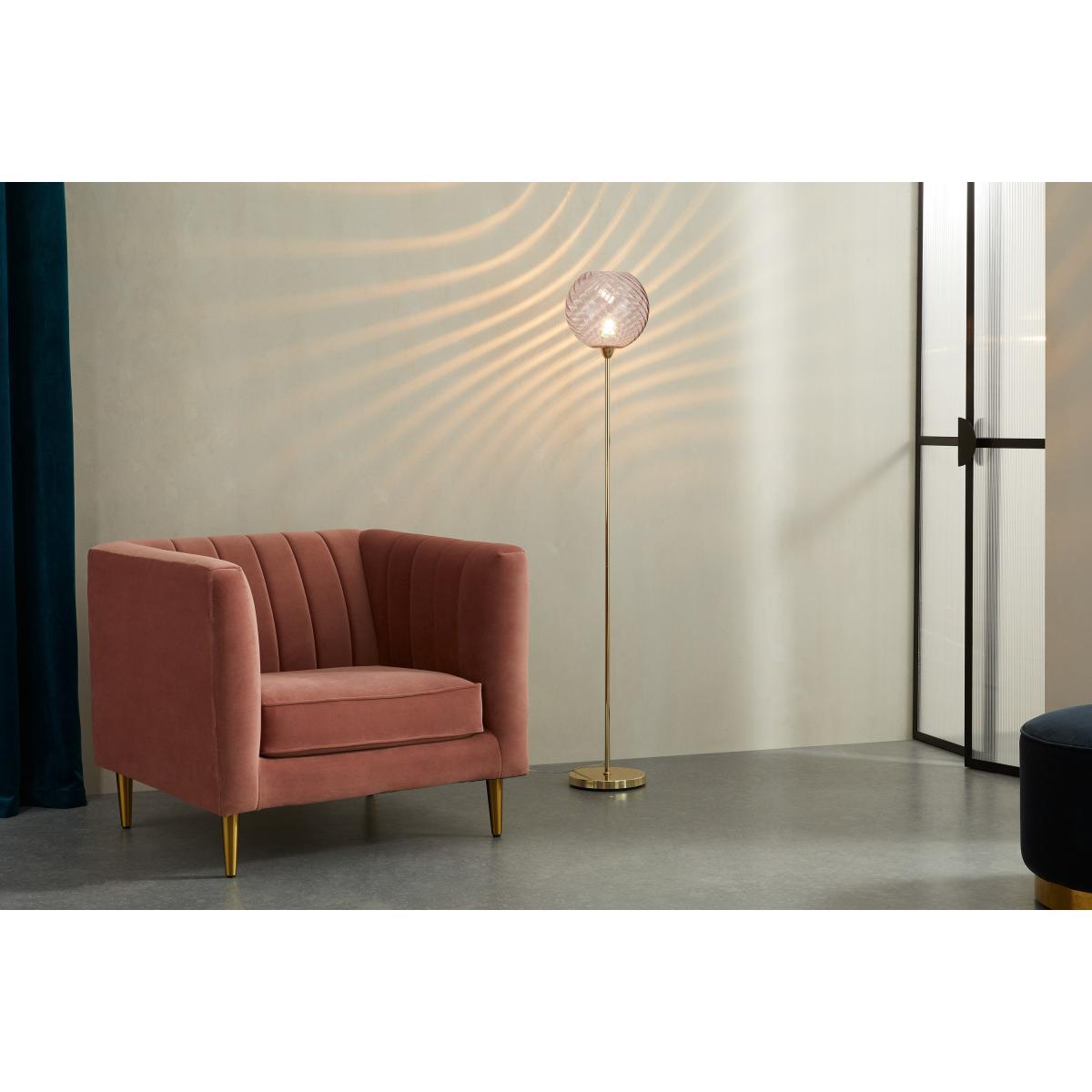 Ilaria Single Floor Lamp, Pink Glass & Brass – image 4