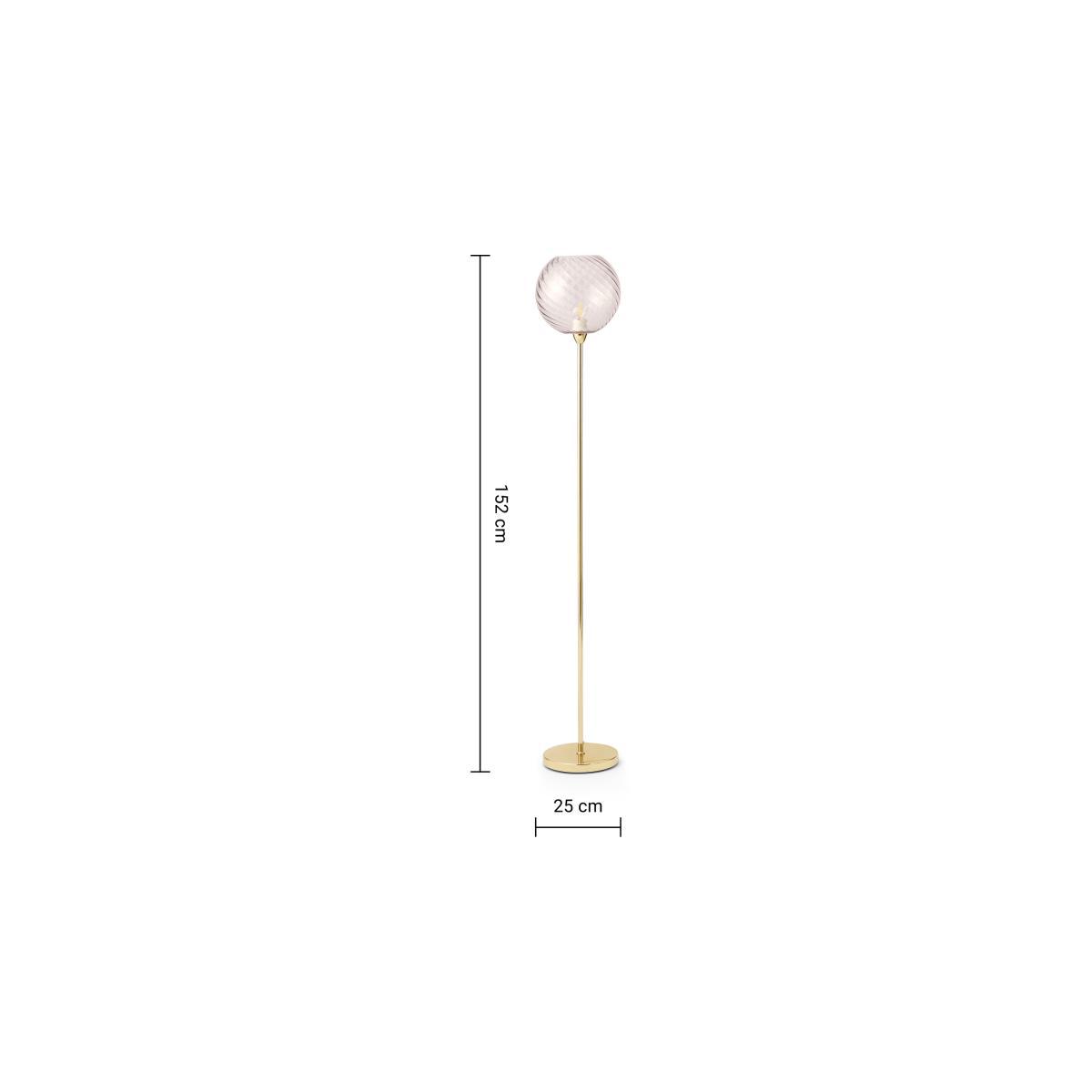 Ilaria Single Floor Lamp, Pink Glass & Brass – image 8