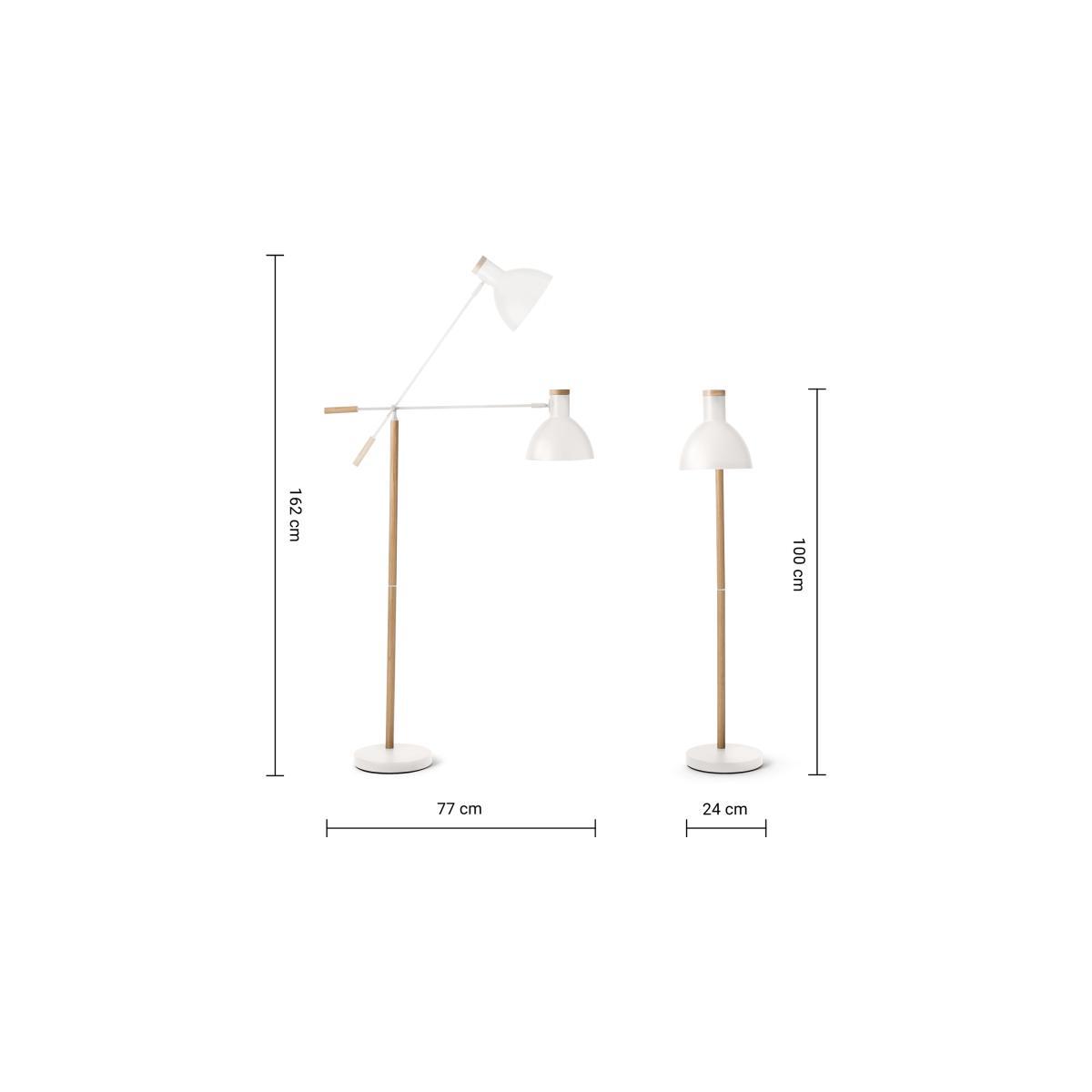 Cohen Floor Lamp, White and Natural Oak – image 9